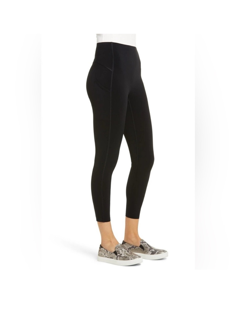 SPANX Black High-Waist 7/8 Every Wear Icon w/Pocket Leggings Tummy Compression